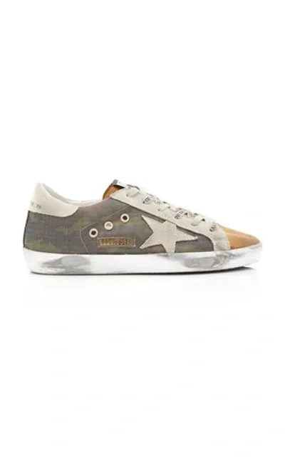 Golden Goose Superstar Ripstop And Suede Sneakers In Green