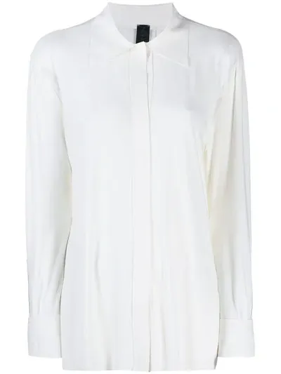 Norma Kamali Ivory White Concealed Button Shirt In Beige