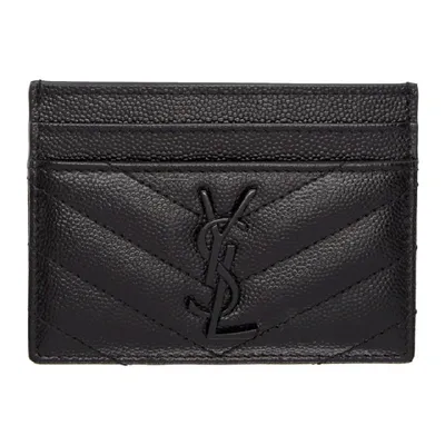 Saint Laurent Monogram Quilted Cardholder In 1000 Black