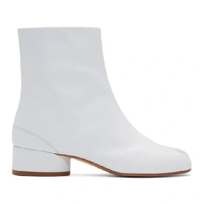 Maison Margiela Tabi Split-toe Leather Boots In White