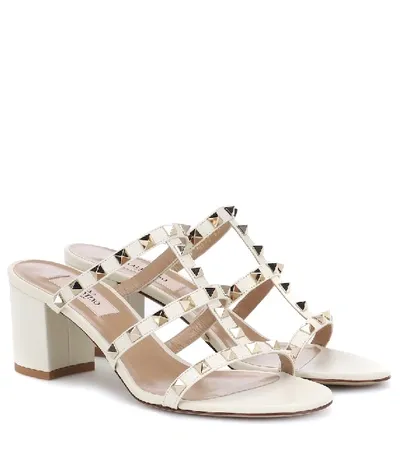 Valentino Garavani Rockstud Spike Leather Sandals In White