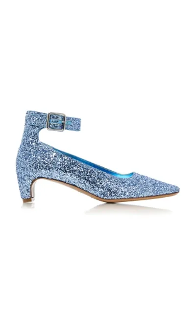 Maison Margiela Cinderella Glittered Leather Pumps In Blue