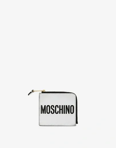 Moschino Leather Wallet With Logo In White