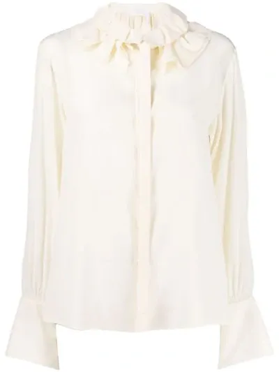 Chloé Long-sleeve Pussy-bow Blouse In 中性色