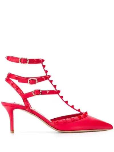 Valentino Garavani Rockstud Leather 100mm Pump In Red