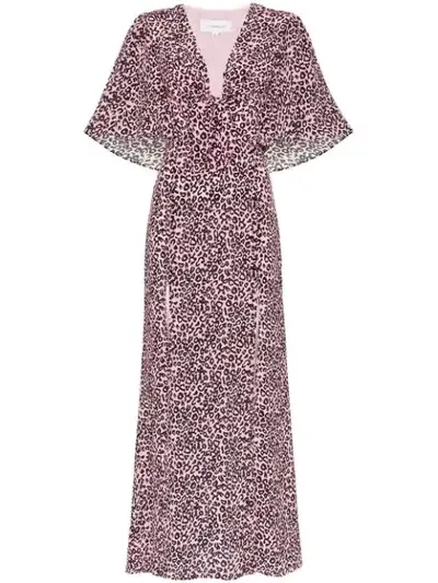 Les Rêveries Tie-front Leopard-print Silk-crepe Maxi Dress In Multi