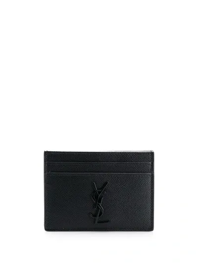 Saint Laurent Logo Plaque Cardholder In Black