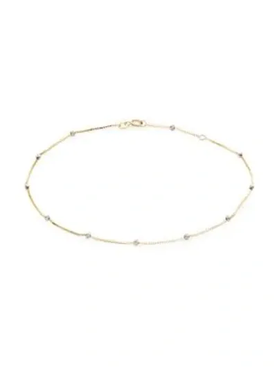 Saks Fifth Avenue Women's 14k Two-tone Gold Anklet In Grey