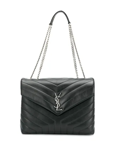 Saint Laurent Medium Loulou Quilted Shoulder Bag In Black