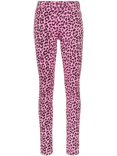 Gucci Leopard Print High-waisted Skinny Jeans In Pink