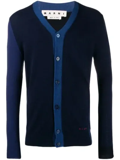 Marni Colour-block Cardigan In Blue