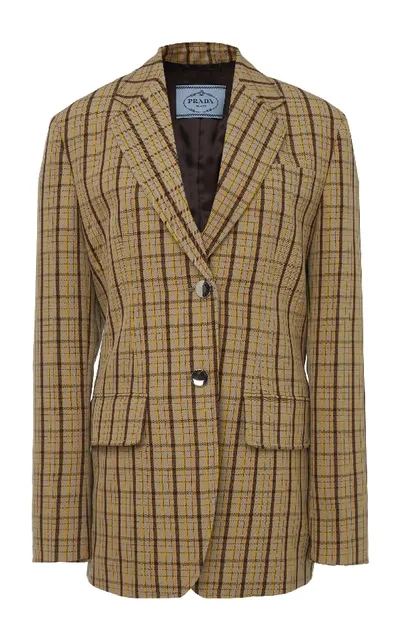 Prada Checked Wool Blazer In Multi