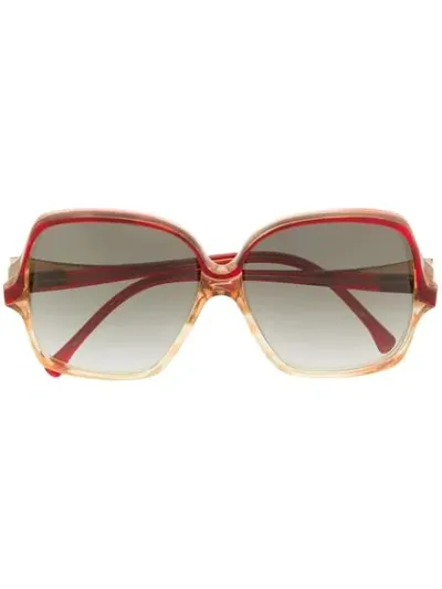 Pre-owned Saint Laurent 1970s Square Frame Sunglasses In Red