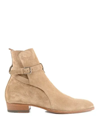 Saint Laurent Tan Wyatt Jodhpur Boots In Beige