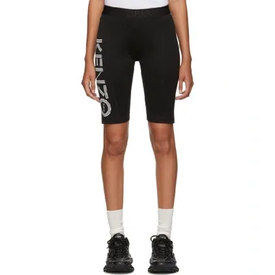 Kenzo Logo Stretch Cotton Cyclist Shorts In Black