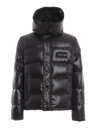 Kenzo Hooded Down Jacket In Black