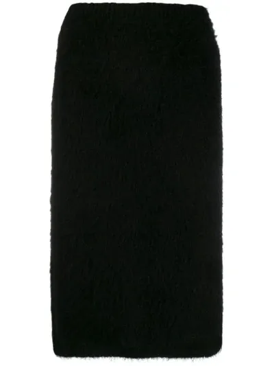 Versace Mohair Blend Knit Pencil Skirt In Black