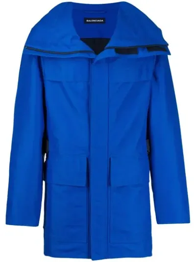 Balenciaga Men's High-neck Zip-front Puffer Coat In Ultra Marine