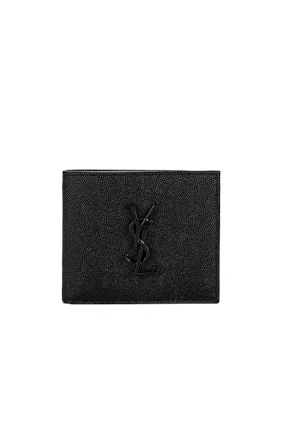 Saint Laurent East West Monogram Wallet In Black