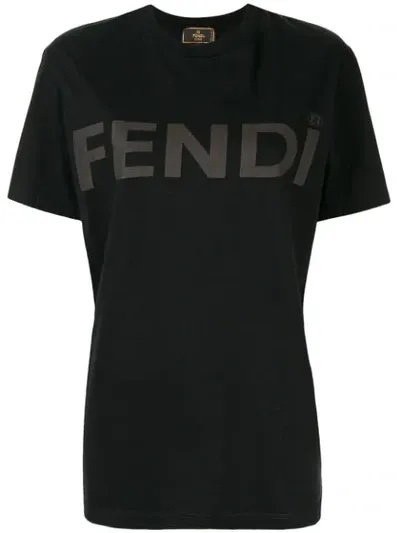 Pre-owned Fendi Logo Print T-shirt In Black