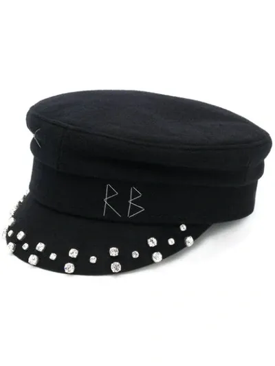 Ruslan Baginskiy Crystal-encrusted Baker Boy Cap In Black