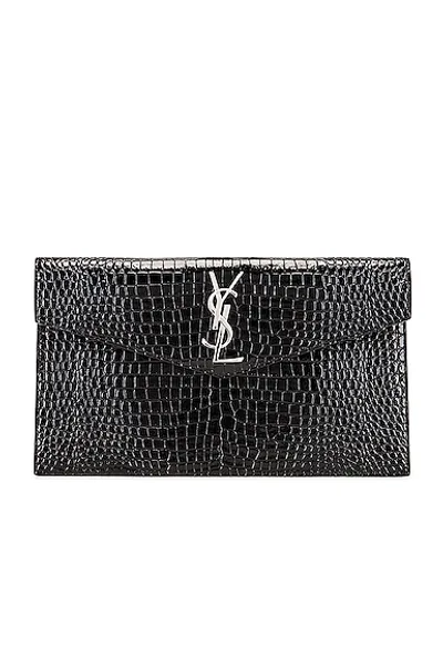 Saint Laurent Uptown Medium Envelope Clutch In Black