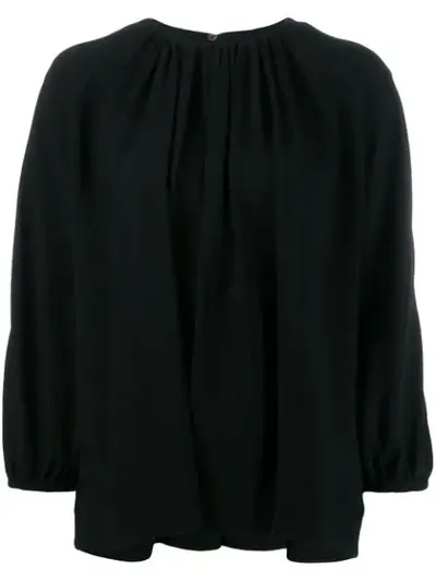 Rochas Pleated Long Sleeved Top In Black