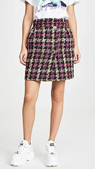 Versace Checked Wool-blend Tweed Mini Skirt In Multicolour