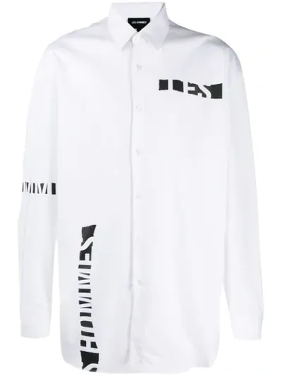 Les Hommes Oversized Logo Shirt In White