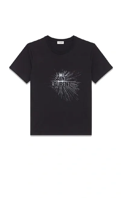 Saint Laurent Logo Print Cotton Jersey T-shirt In Black