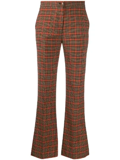 Etro Checked Tailored Trousers In Orange