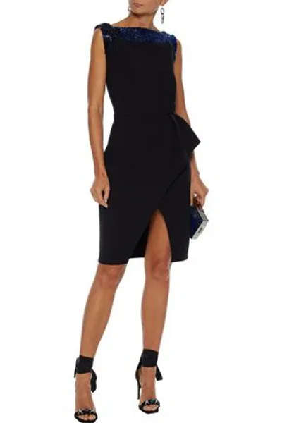 Lanvin Bead-embellished Wool-blend Crepe Dress In Black