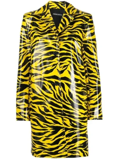 Kwaidan Editions Tiger Print Car Coat In Yellow/blac