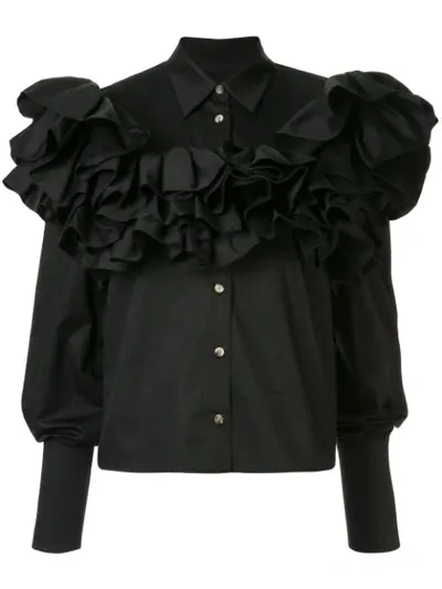 Khaite Virginie Ruffled Shirt In Black