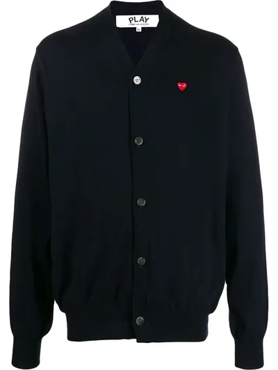 Comme Des Garçons Play Heart Logo V-neck Cardigan In Blue