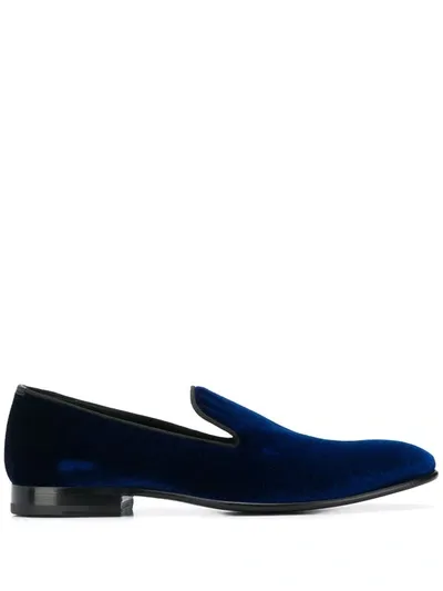 Scarosso George Almond-toe Slippers In Blue