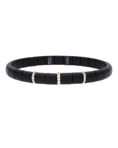 Roberto Demeglio Pura 18k Rose Gold Black Matte Ceramic With Champagne Diamonds Stretch Bracelet