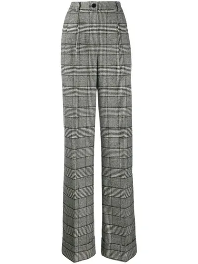 Dolce & Gabbana Pleated Prince Of Wales Checked Tweed Wide-leg Pants In Black