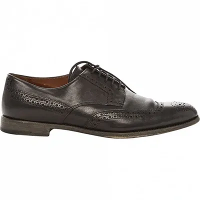 Pre-owned Prada Leather Derbies In Black