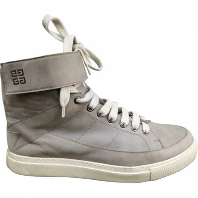 Pre-owned Givenchy Leather High Trainers In Grey