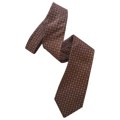 Pre-owned Fendi Silk Tie In Brown