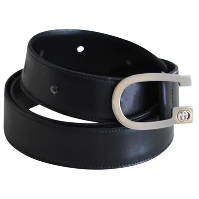 Pre-owned Gucci Leather Belt In Black