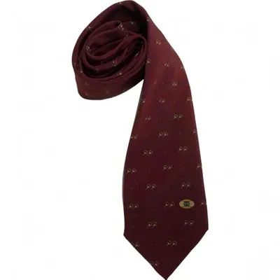 Pre-owned Gucci Silk Tie In Burgundy