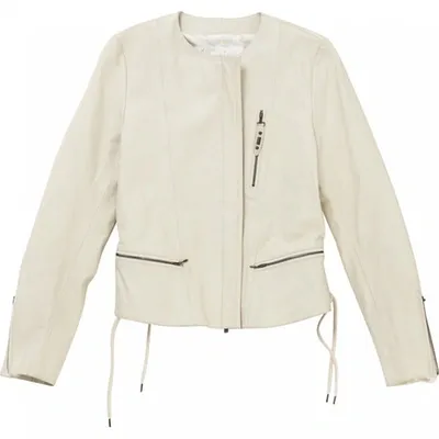 Pre-owned Chloé Ecru Leather Biker Jacket