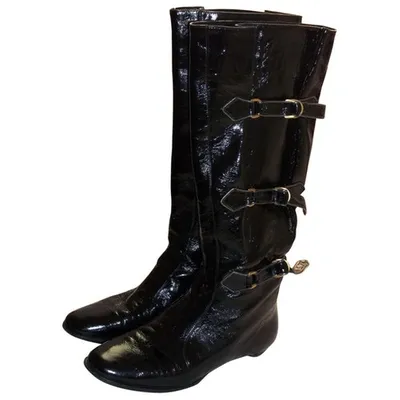 Pre-owned Jimmy Choo Black Patent Leather Ankle Boots