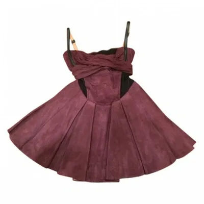 Pre-owned Loewe Mini Dress In Burgundy