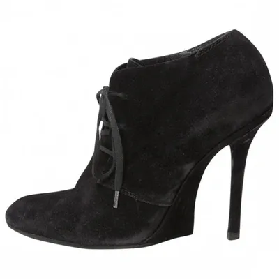 Pre-owned Saint Laurent Black Suede Ankle Boots