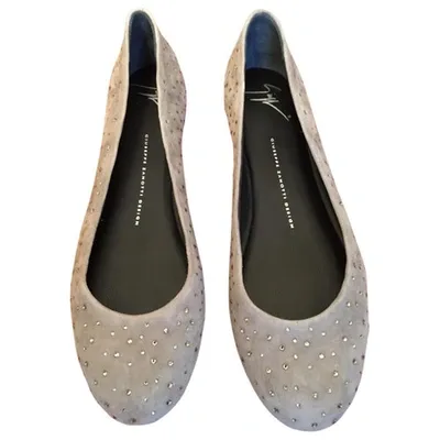 Pre-owned Giuseppe Zanotti Grey Suede Ballet Flats