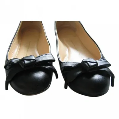 Pre-owned Giuseppe Zanotti Black Leather Ballet Flats