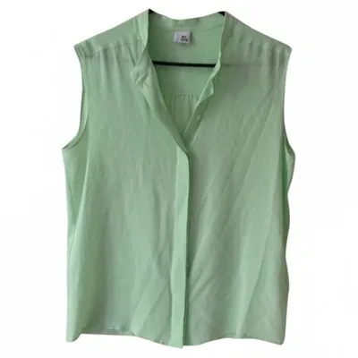 Pre-owned Iris & Ink Green Silk Top